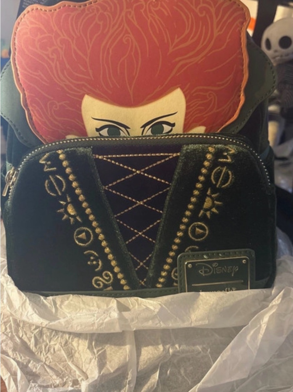 Disney Hocus Pocus Sanderson Sister Backpack in Red and Dark Green